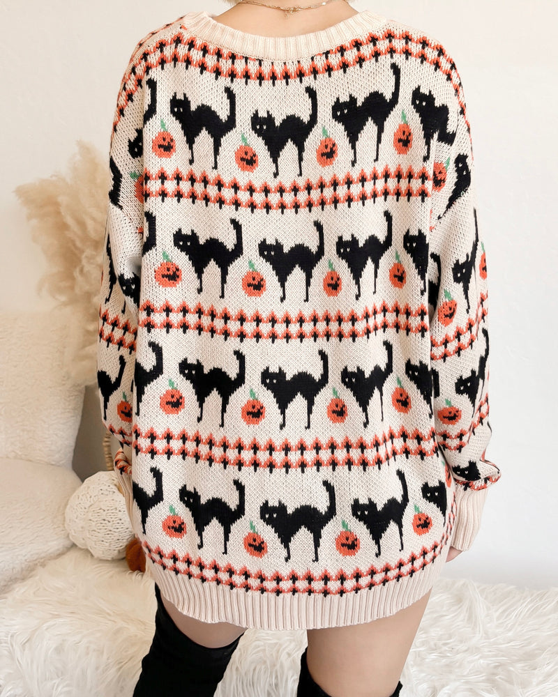 RESTOCKED! VINTAGE INSPIRED: PUMPKIN SPICE & EVERYTHING NICE OVERSIZED KNIT SWEATER