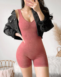 HAZEL RIBBED ROMPER (MOCHA)