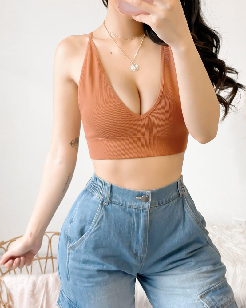 LIGHT AS A FEATHER BRALETTE TOP (RUST)
