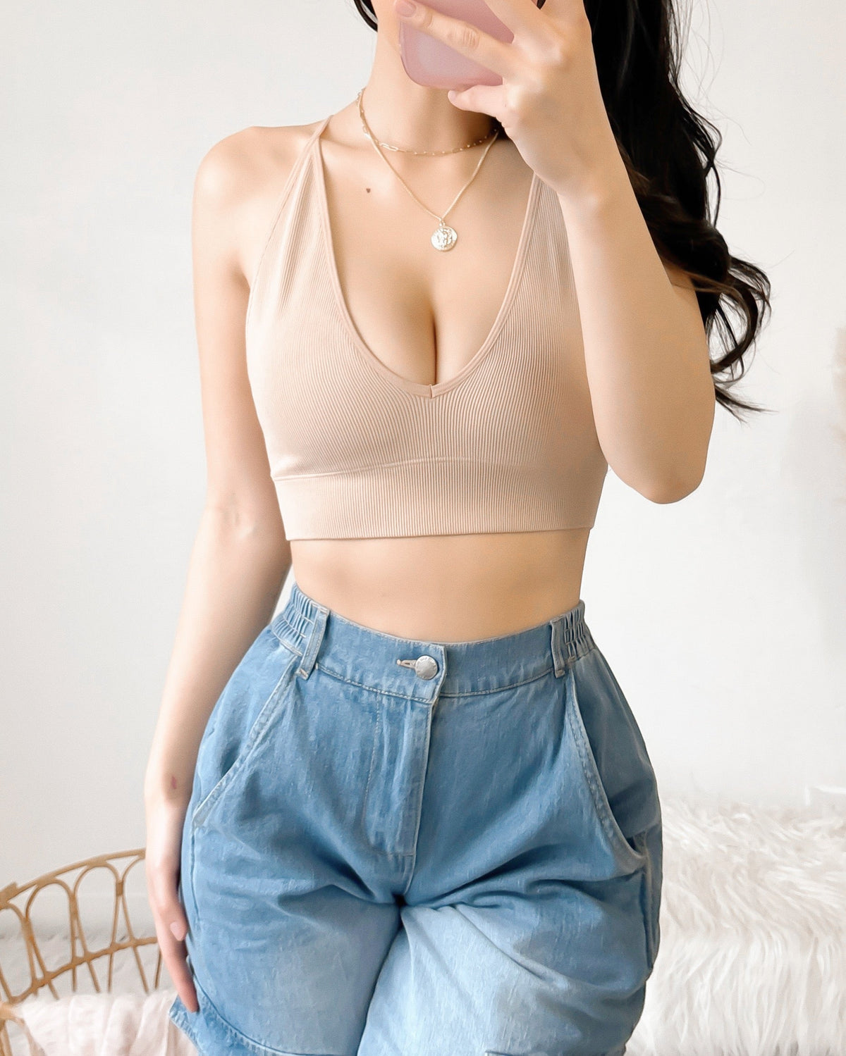LIGHT AS A FEATHER BRALETTE TOP (BLACK)