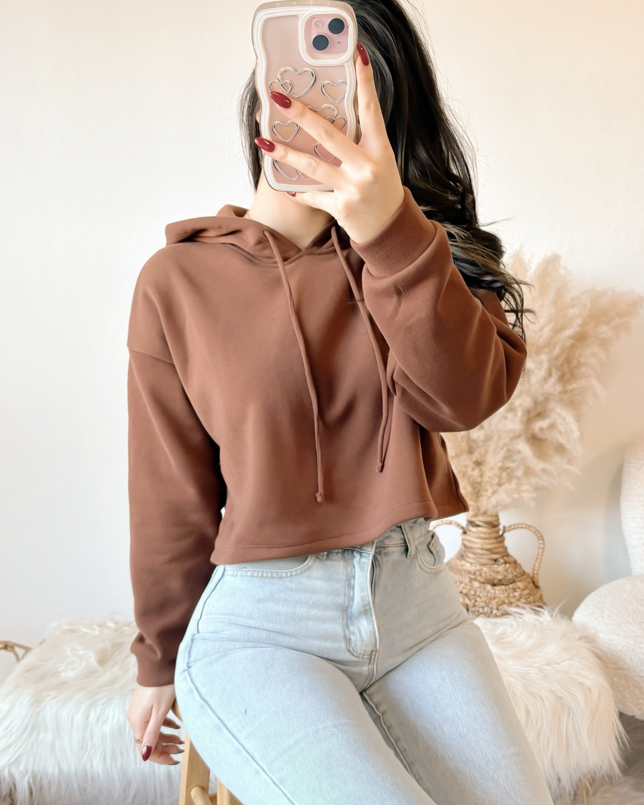 Nude cropped hoodie sale