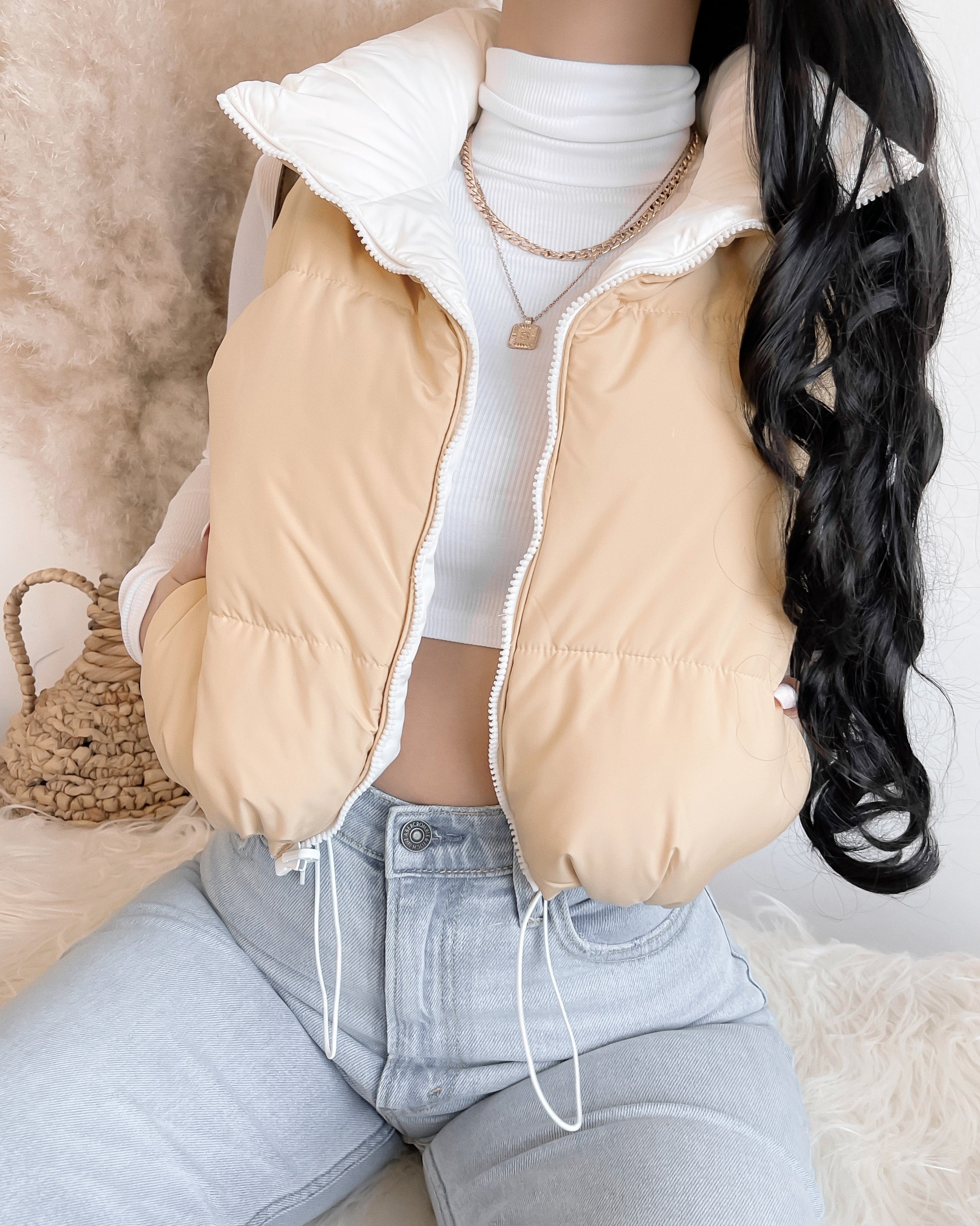 Ivory puffer outlet vest